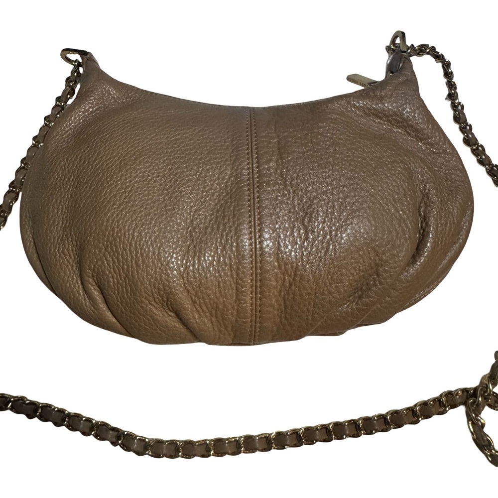 Tory Burch Taupe Brown Pebbled Leather Shoulder Bag with Braided Chain Strap - Picture 3 of 9